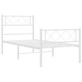 Cadru de pat metalic cu tăblie de cap/picioare, alb, 107x203 cm, 5 image