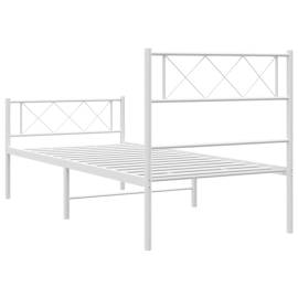 Cadru de pat metalic cu tăblie de cap/picioare, alb, 107x203 cm, 7 image