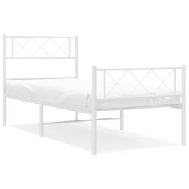 Cadru de pat metalic cu tăblie de cap/picioare, alb, 80x200 cm, 2 image