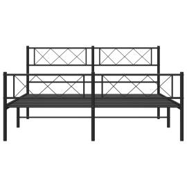 Cadru pat metalic cu tăblie de cap/picioare, negru, 160x200 cm, 4 image