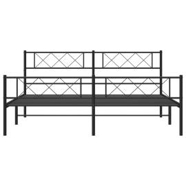 Cadru pat metalic cu tăblii de cap/picioare, negru, 183x213 cm, 4 image