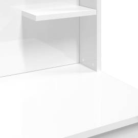 Masă de toaletă cu led-uri, alb extralucios, 96x40x142 cm, 8 image