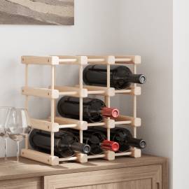 Raft de vin pentru 12 sticle, 36x23x36 cm, lemn masiv de pin