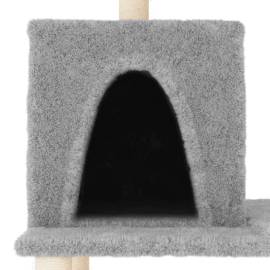 Ansamblu de pisici, stâlpi din funie sisal, gri deschis, 167 cm, 5 image