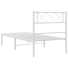 Cadru de pat metalic cu tăblie, alb, 80x200 cm, 7 image