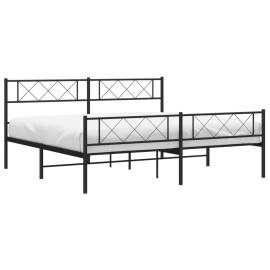 Cadru pat metalic cu tăblie de cap/picioare, negru, 180x200 cm, 3 image