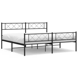 Cadru pat metalic cu tăblie de cap/picioare, negru, 180x200 cm, 2 image