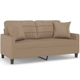 Canapea cu 2 locuri cu pernuțe, cappuccino, 140 cm, piele eco., 2 image