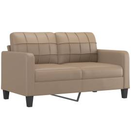 Canapea cu 2 locuri cu pernuțe, cappuccino, 140 cm, piele eco., 4 image