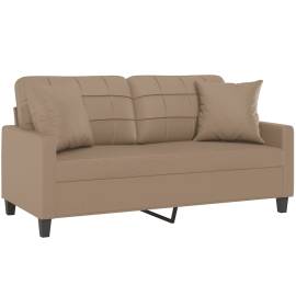 Canapea cu 2 locuri cu pernuțe, cappuccino, 140 cm, piele eco., 3 image
