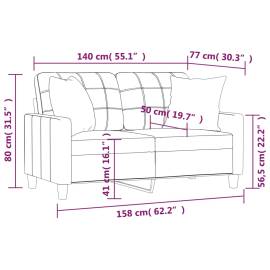 Canapea cu 2 locuri cu pernuțe, cappuccino, 140 cm, piele eco., 8 image