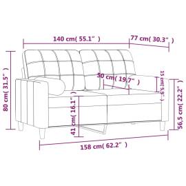 Canapea cu 2 locuri cu pernuțe, gri închis, 140 cm, textil, 8 image