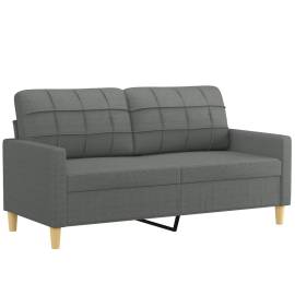 Canapea cu 2 locuri cu pernuțe, gri închis, 140 cm, textil, 4 image