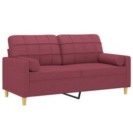 Canapea cu 2 locuri cu pernuțe, roșu vin, 140 cm, textil, 3 image