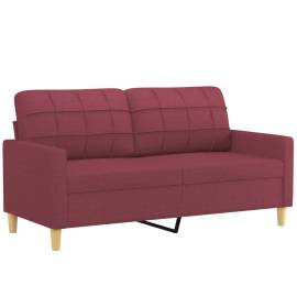 Canapea cu 2 locuri cu pernuțe, roșu vin, 140 cm, textil, 4 image