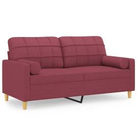 Canapea cu 2 locuri cu pernuțe, roșu vin, 140 cm, textil, 2 image