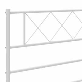 Cadru de pat metalic cu tăblie de cap/picioare, alb, 100x200 cm, 8 image