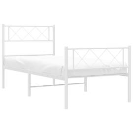 Cadru de pat metalic cu tăblie de cap/picioare, alb, 100x200 cm, 3 image