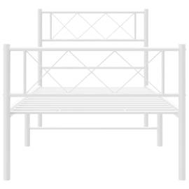 Cadru de pat metalic cu tăblie de cap/picioare, alb, 100x200 cm, 4 image