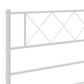 Cadru de pat metalic cu tăblie de cap/picioare, alb, 90x200 cm, 8 image