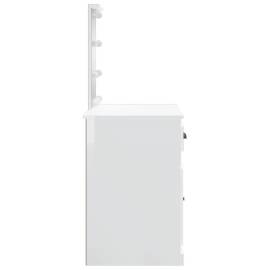 Masă de toaletă cu led-uri, alb extralucios, 90x42x132,5 cm, 6 image