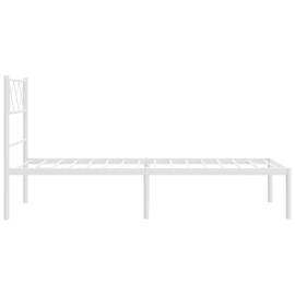 Cadru de pat din metal cu tăblie, alb, 107x203 cm, 6 image