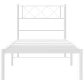 Cadru de pat din metal cu tăblie, alb, 107x203 cm, 5 image