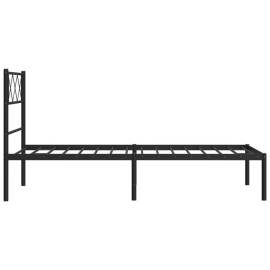 Cadru de pat metalic cu tăblie, negru, 100x190 cm, 6 image