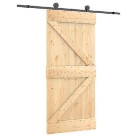 Ușă glisantă cu set de feronerie 95x210 cm, lemn masiv de pin, 2 image