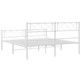 Cadru de pat metalic cu tăblie, alb, 150x200 cm, 7 image
