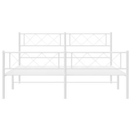 Cadru de pat metalic cu tăblie, alb, 150x200 cm, 4 image