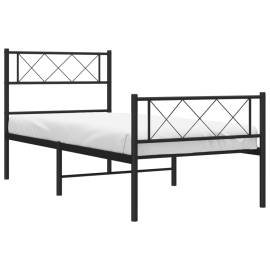 Cadru pat metalic cu tăblii de cap/picioare, negru, 107x203 cm, 3 image