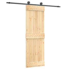 Ușă glisantă cu set de feronerie 70x210 cm, lemn masiv de pin, 2 image