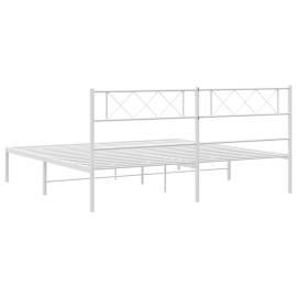 Cadru de pat metalic cu tăblie, alb, 183x213 cm, 7 image