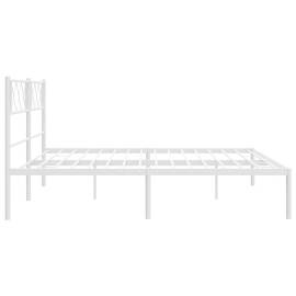 Cadru de pat metalic cu tăblie, alb, 193x203 cm, 6 image