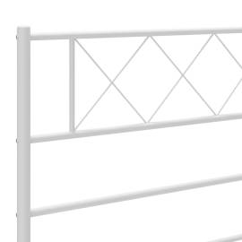 Cadru de pat metalic cu tăblie, alb, 200x200 cm, 8 image