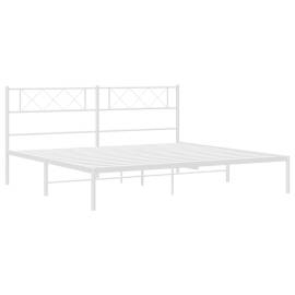 Cadru de pat metalic cu tăblie, alb, 200x200 cm, 4 image