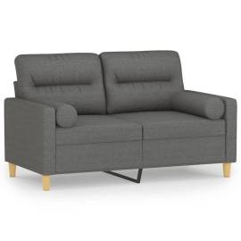 Canapea cu 2 locuri cu pernuțe, gri închis, 120 cm, textil, 2 image