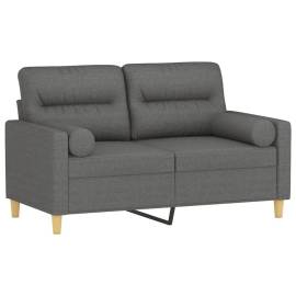 Canapea cu 2 locuri cu pernuțe, gri închis, 120 cm, textil, 3 image