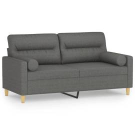 Canapea cu 2 locuri cu pernuțe, gri închis, 140 cm, textil, 2 image