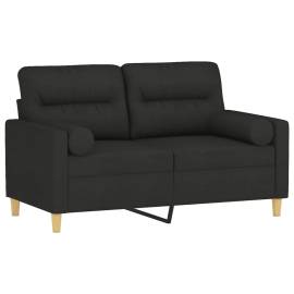 Canapea cu 2 locuri cu pernuțe, negru, 120 cm, textil, 3 image