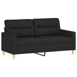Canapea cu 2 locuri cu pernuțe, negru, 140 cm, textil, 4 image
