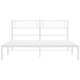 Cadru de pat metalic cu tăblie, alb, 140x200 cm, 5 image