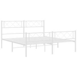 Cadru de pat metalic cu tăblie de cap/picioare, alb, 140x190 cm, 5 image