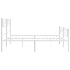 Cadru de pat metalic cu tăblie de cap/picioare, alb, 180x200 cm, 6 image