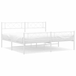 Cadru de pat metalic cu tăblie de cap/picioare, alb, 183x213 cm, 2 image