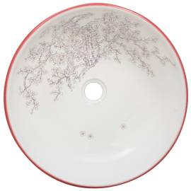 Lavoar de blat, alb și roșu, rotund, Φ41x14 cm, ceramică, 4 image