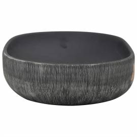 Lavoar de blat, gri și negru, 59x40x14 cm, ceramică, oval, 5 image