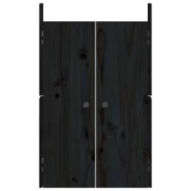 Uși de bucătărie de exterior, negru, 50x9x82 cm, lemn masiv pin, 4 image