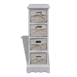 Dulap de depozitare din lemn, 4 coșuri împletite, alb, 2 image